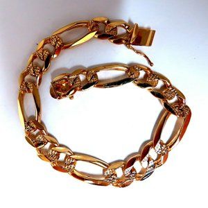 Figaro Link 14kt Gold Bracelet 8.25 inch 10mm 28 Gram Unisex